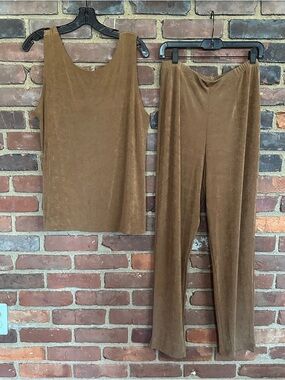 Chicos Travelers tan brown tank (size 3)  + pants (size  2) set
